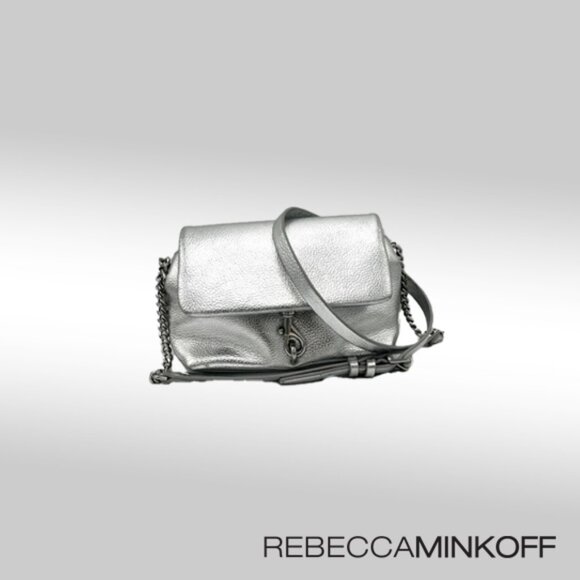 Rebecca Minkoff Flap Crossbody – Silver Leather - Picture 1 of 11